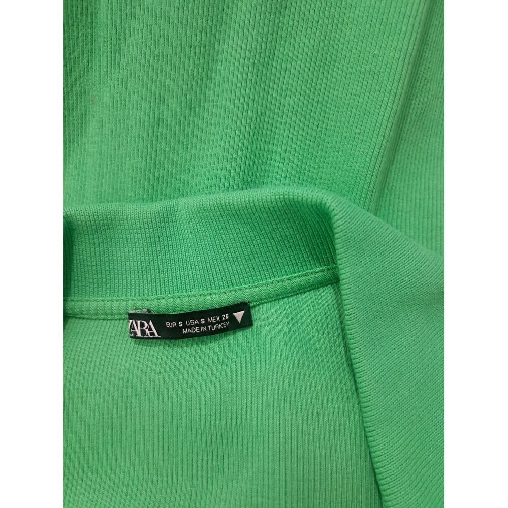 Zara Womens Small dress kelly green mini bodycon stretch collard Coquette - Picture 6 of 10